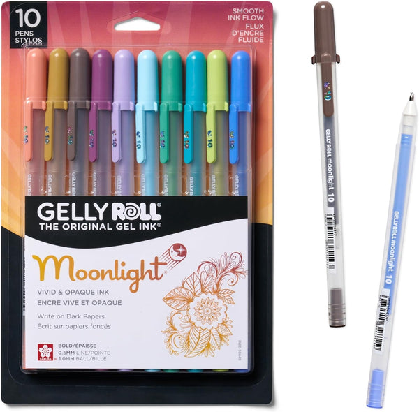 SAKURA Gelly Roll Moonlight 10 Gel Pens - Bold Ink Pen for Journaling, Art, or Drawing - Assorted Earth & Jewel Tone Ink - Bold Line - 10 Pack