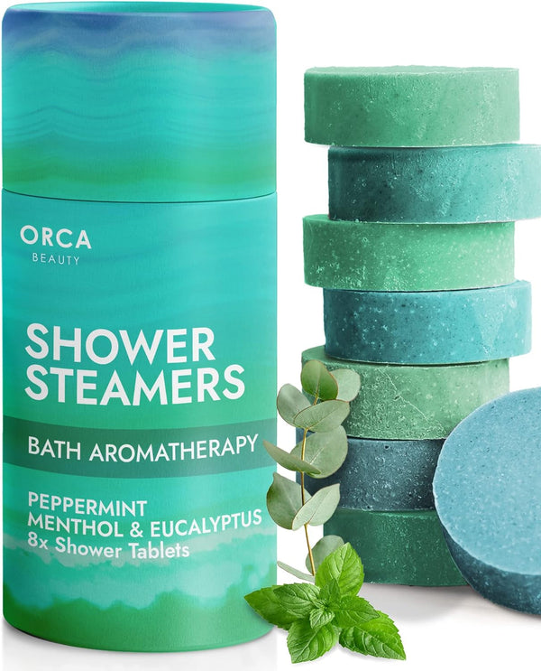 Shower Steamers Aromatherapy - Relaxation Gifts for Women, Shower Bombs, Unique Spa Gifts Shower Tablets, Stocking Stuffers for Women & Men (Peppermint and Eucalyptus Scent 8PC)
