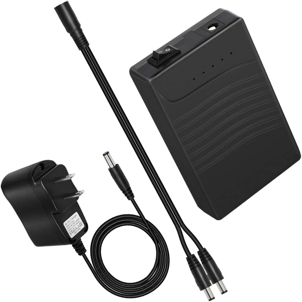 Talentcell Rechargeable 12V DC Output Lithium Ion Battery Pack for LED Strip/Light/Panel/Amplifier and CCTV Camera with Charger, Multi-Led Indicator Black (3000Mah)