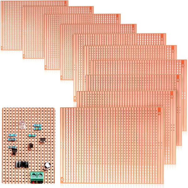 10 PCS 73Mm X 100Mm PCB Board Prototype Kit Protoboard Copper Strip Board Circuit Board Breadboards 957 Holes Perfboard Universal Printed Circuit Breadboard for DIY Soldering Electronic Projects