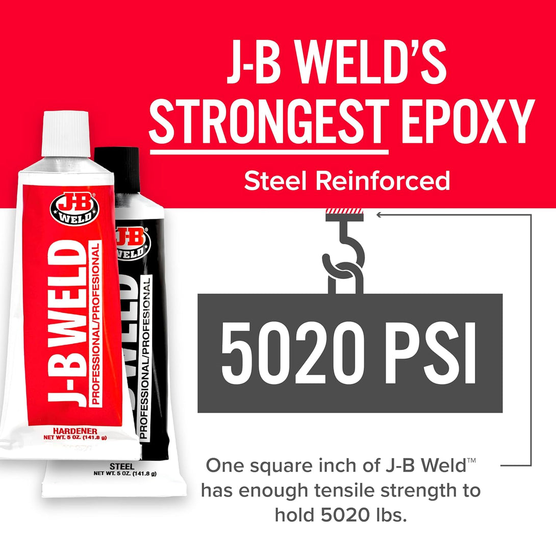 J-B Weld 8281 Professional Size Steel Reinforced Epoxy - Hardener and Steel Pack - 10 Oz