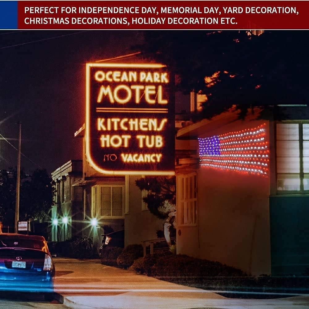 American Flag Lights 420 Super Bright Leds, Waterproof LED US Flags Light for 4Th of July Decorations, Memorial Day, Independence Day, Garden, Yard, Holiday, Party, Christmas Decorations