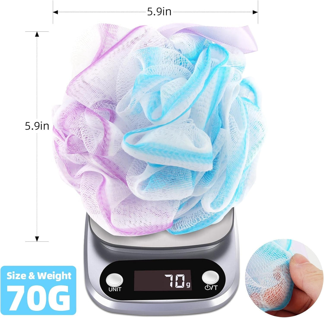 Chuya Bath Sponges Loofahs 70 Grams Large Size,4 Pack Shower Sponge Exfoliating Cleaning Bath Loofa Body Scrubber Balls for Women Men Children Washing