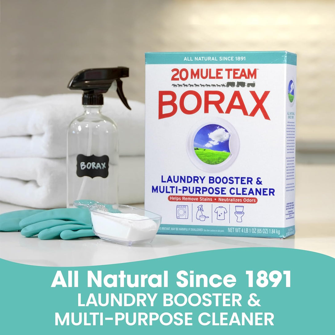 20 Mule Team All Natural Borax Detergent Booster & Multi-Purpose Household Cleaner, 65 Ounce, 4 Count