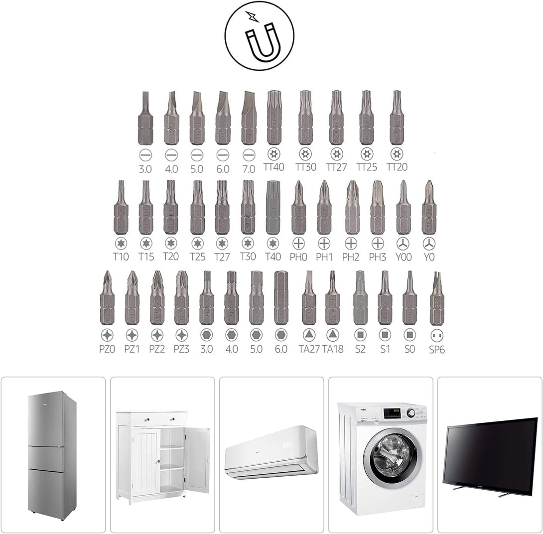 Amazon Basics Magnetic Ratcheting Wrench and Electronics Precision Screwdriver Set, 73 Count (Pack of 1), Black/Red/Silver