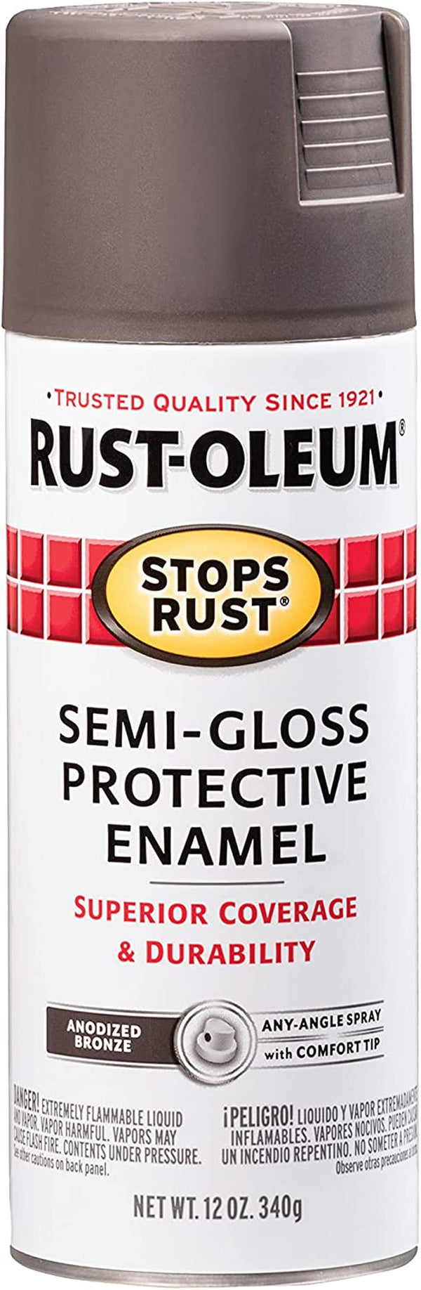 Rust-Oleum 7754830 Stops Rust Spray Paint, 12 Oz, Semi-Gloss Anodized Bronze