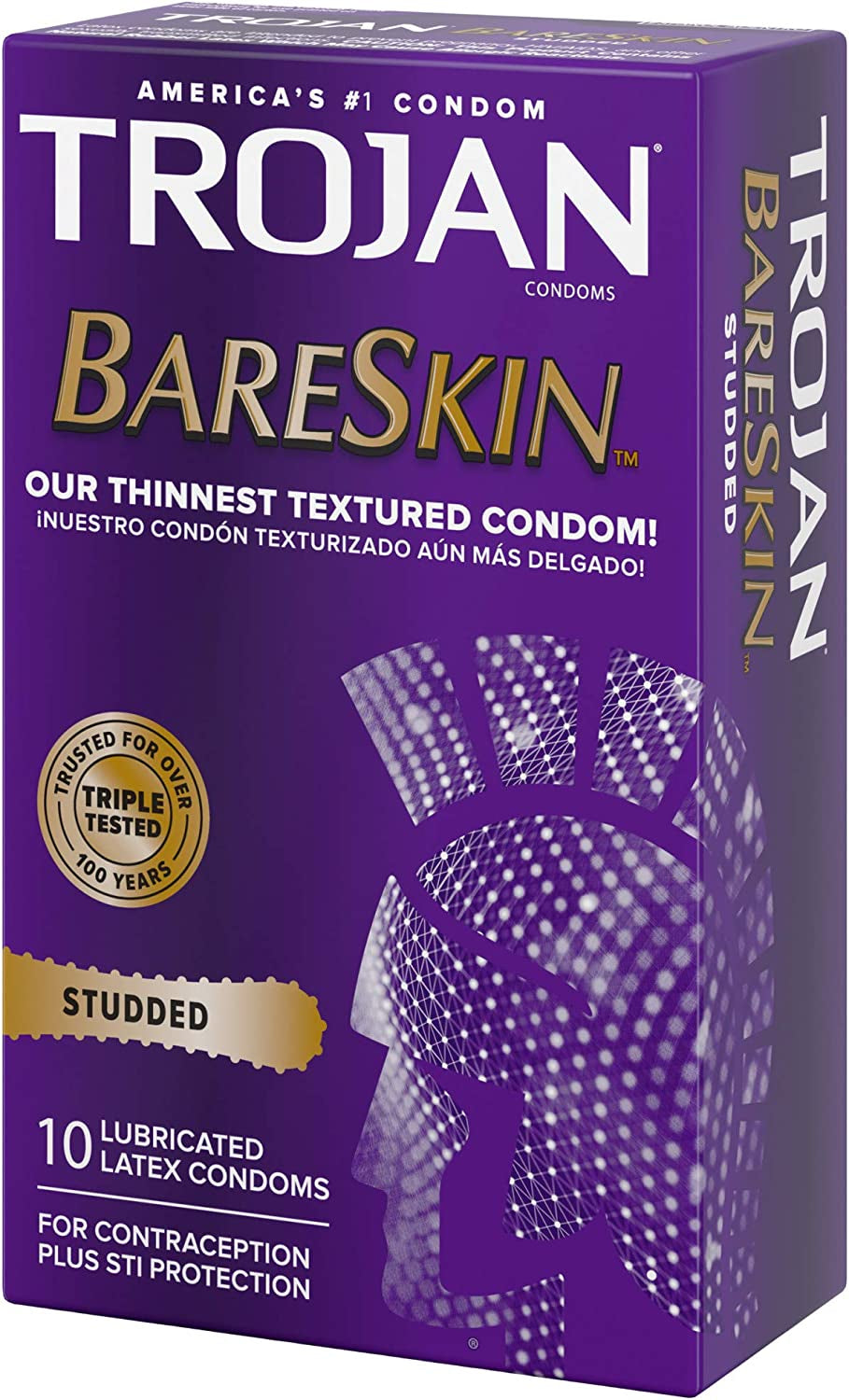 Trojan Studded Bareskin Lubricated Condoms - 10 Count