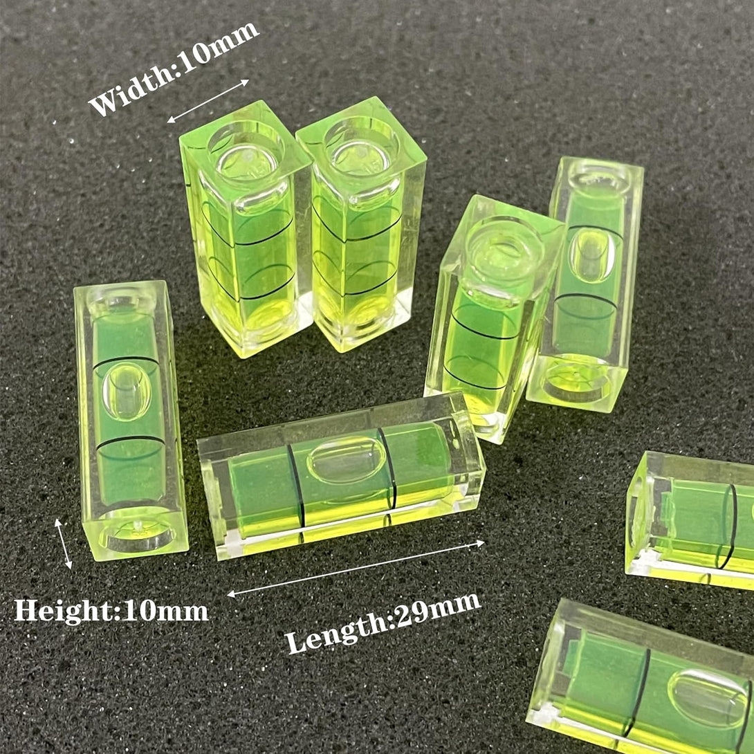 10Pcs Small Bubble Level 10X10X29Mm Mini Square Bubble Spirit Levels Precision Measuring Layout Tools (10X10X29Mm, Non-Magnetic)