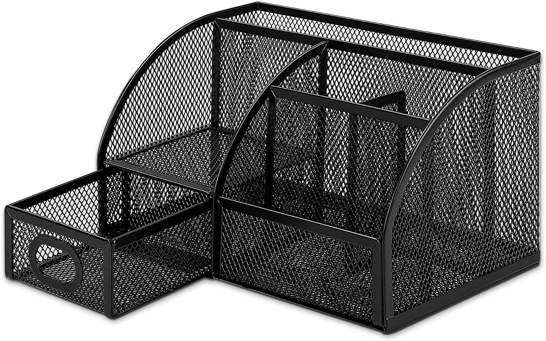 Amazon Basics Mesh Pen Holder and Organizer, Black, ‎9.1" X 5.9" X 5.5''