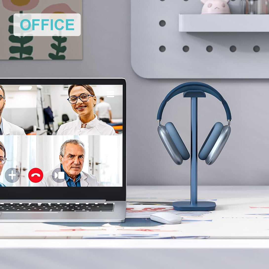 Headphone Stand, Desktop Headset Holder Heavy Base Desk Earphone Stand Aluminum Gaming Headset Hanger Rack for Airpods Max, Airpods, Airpods Pro, Sony, Beats, Bose, Razer and More(Blue)