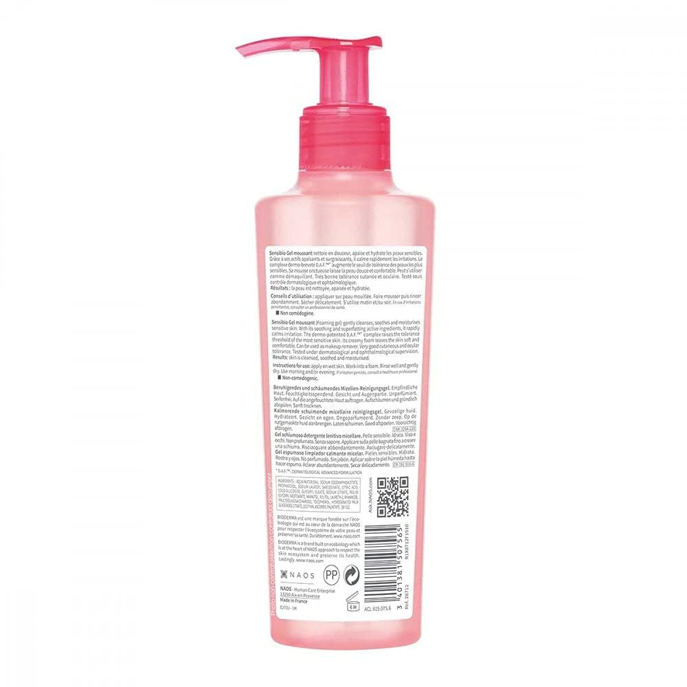 Bioderma Sensibio Foaming Gel Cleansing and Make-Up Removing Refreshing Feeling for Sensitive Skin Unscented