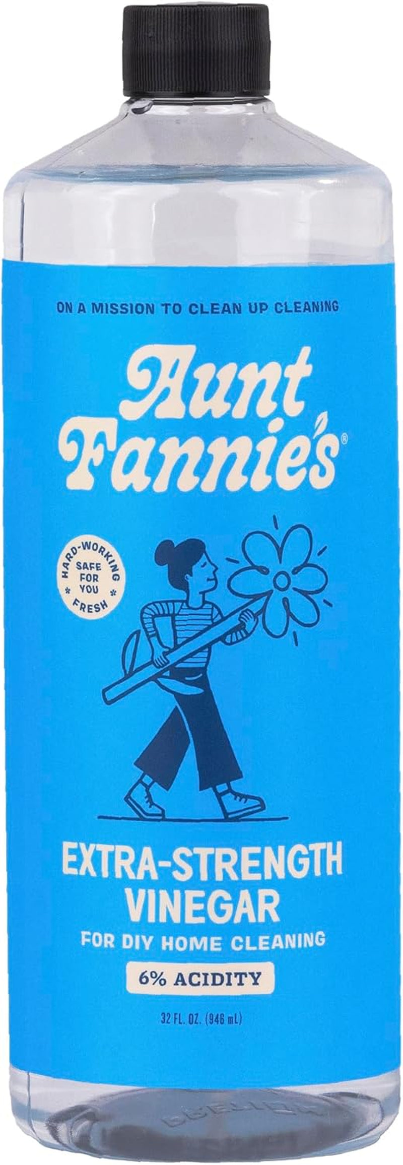 Aunt Fannie'S Extra Strength Cleaning Vinegar, 32 Ounce, Multipurpose Household Cleaner, No Added Scents, Dyes, or Other Additives, Pack of 1