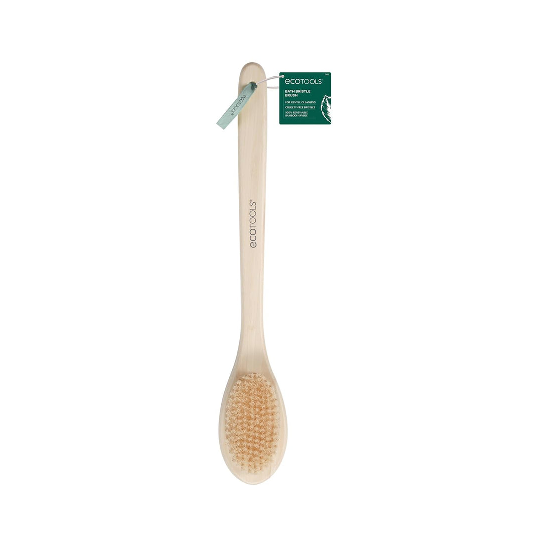 Ecotools Bath Bristle Brush, Bath Brush with Long Handle, Cleanse Back & Hard-To-Reach Areas, Eco Friendly Shower Brush for Exfoliating, Cruelty Free Nylon Bristles, Vegan, 1 Count