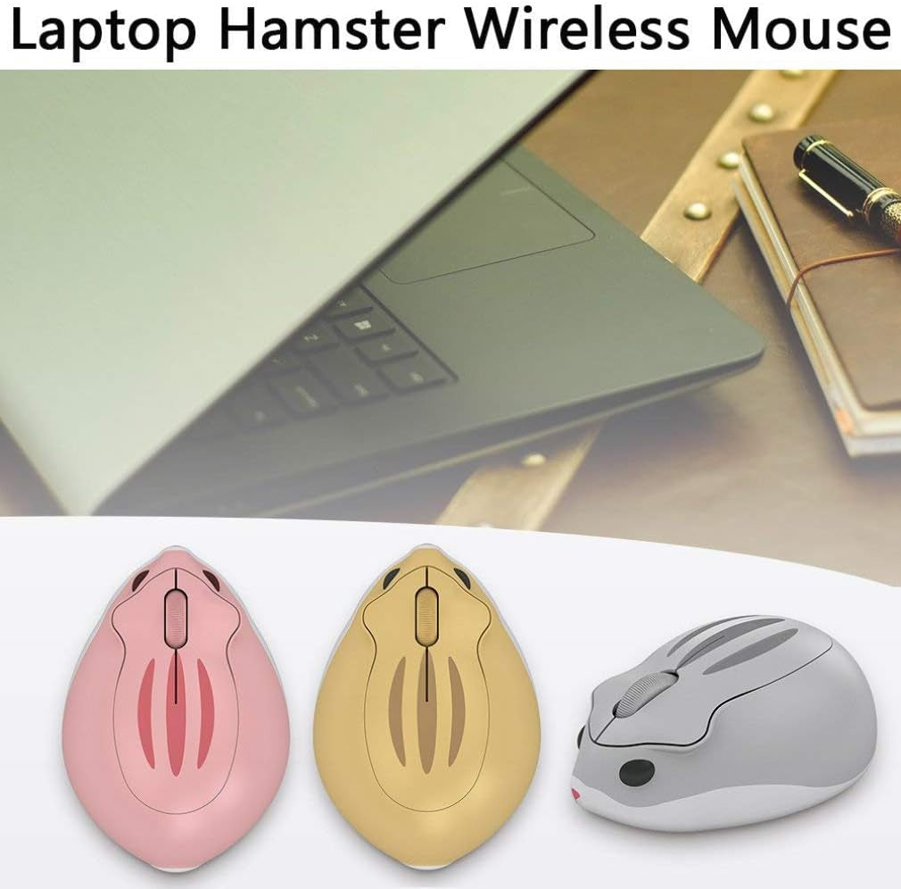2.4Ghz Wireless Mouse Cute Hamster Shape Less Noice Portable Mobile Optical 1200DPI USB Mice Cordless Mouse for PC Laptop Computer Notebook Macbook Kids Girl Men Women Adults Gift (Pink)