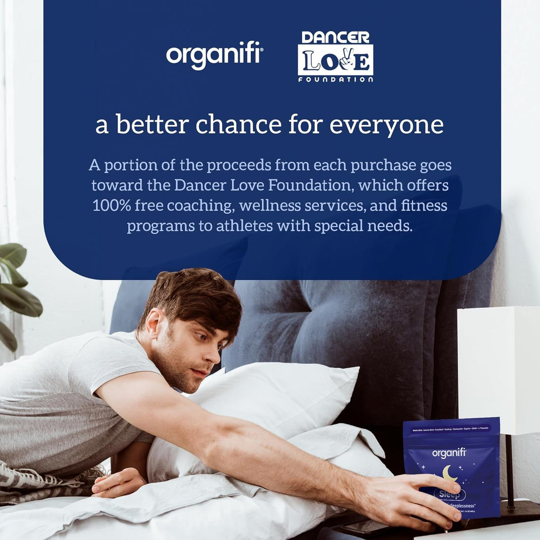 Organifi Sleep - Sleep Support with Valerian Root, Lavender, GABA and L-Theanine - No Melatonin - Calming and Relaxing Nighttime Drink - No Gluten, Dairy or Soy