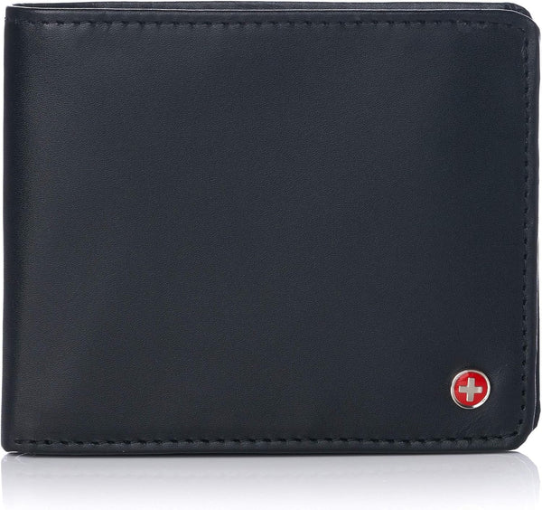 Alpine Swiss RFID Luka Men'S Flip ID Wallet Deluxe Capacity Bifold with Divided Bill Section Comes in a Gift Box