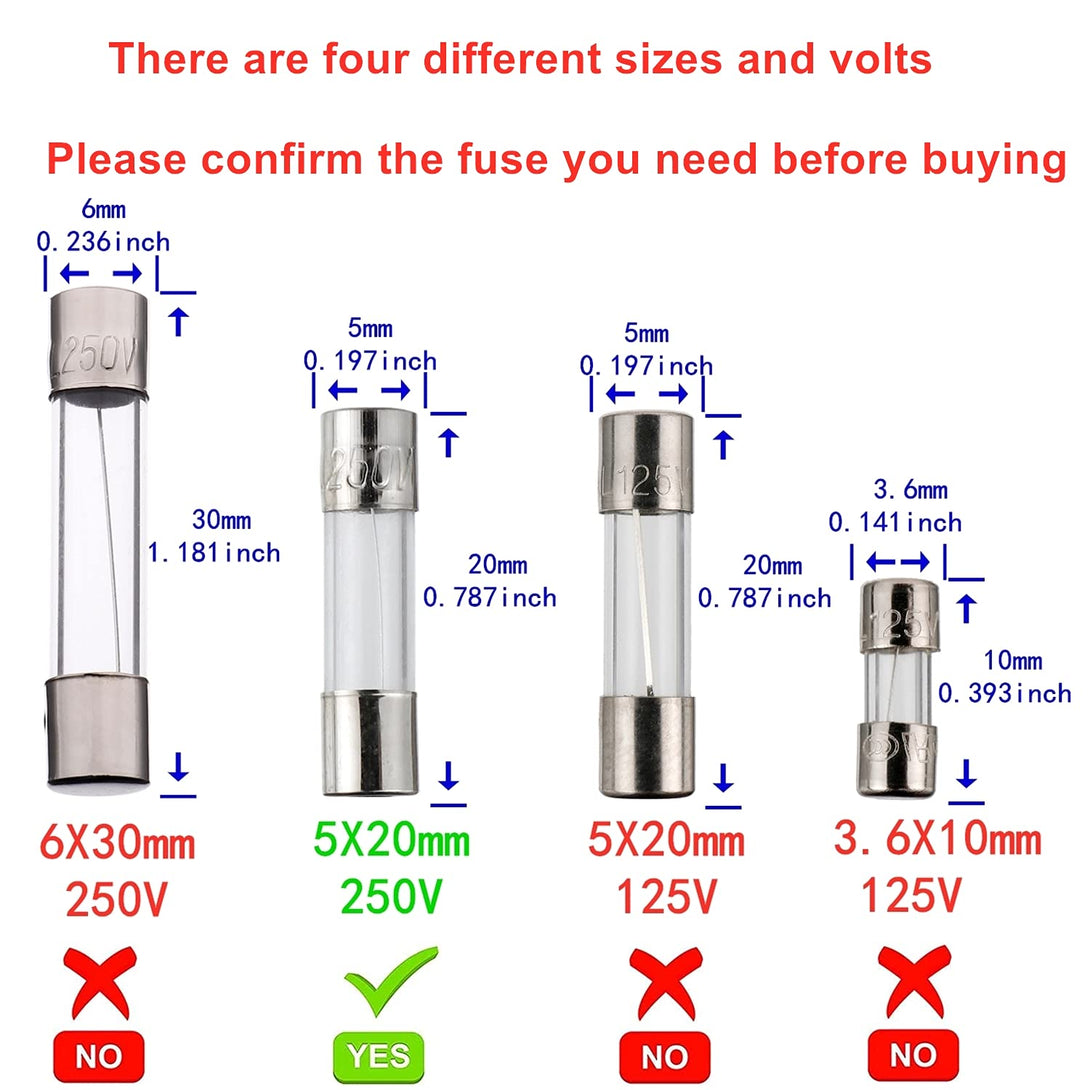 BOJACK 5X20Mm 10A 10Amp 250V 0.2X0.78 Inch F10AL250V Fast-Blow Glass Fuses(Pack of 20 Pcs)