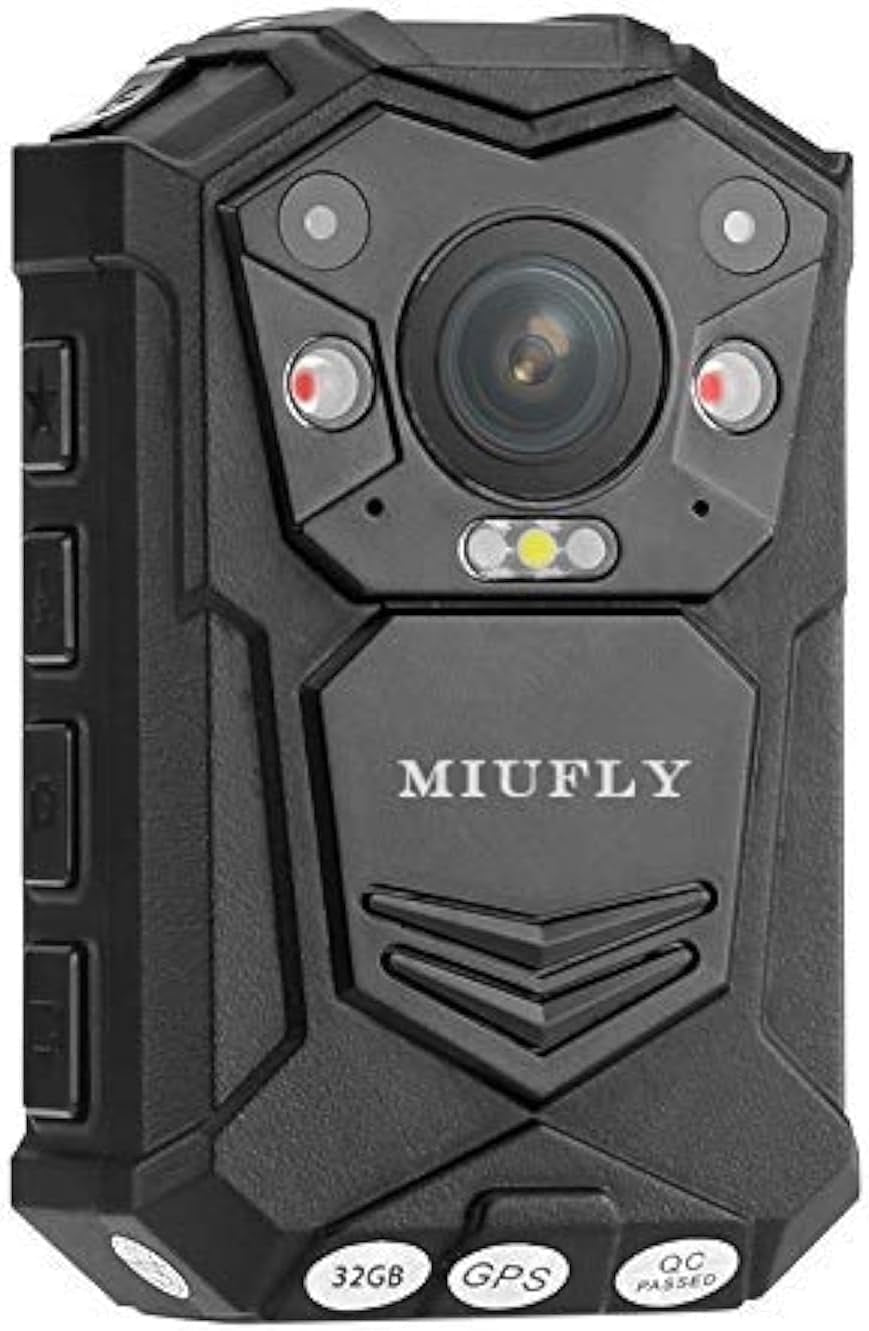 MIUFLY 1296P HD Police Body Camera with 2 Inch Display, Night Vision, Built in 32G Memory and GPS for Security