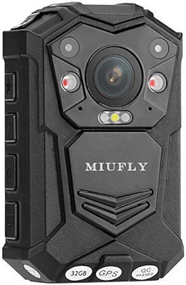 MIUFLY 1296P HD Police Body Camera with 2 Inch Display, Night Vision, Built in 32G Memory and GPS for Security