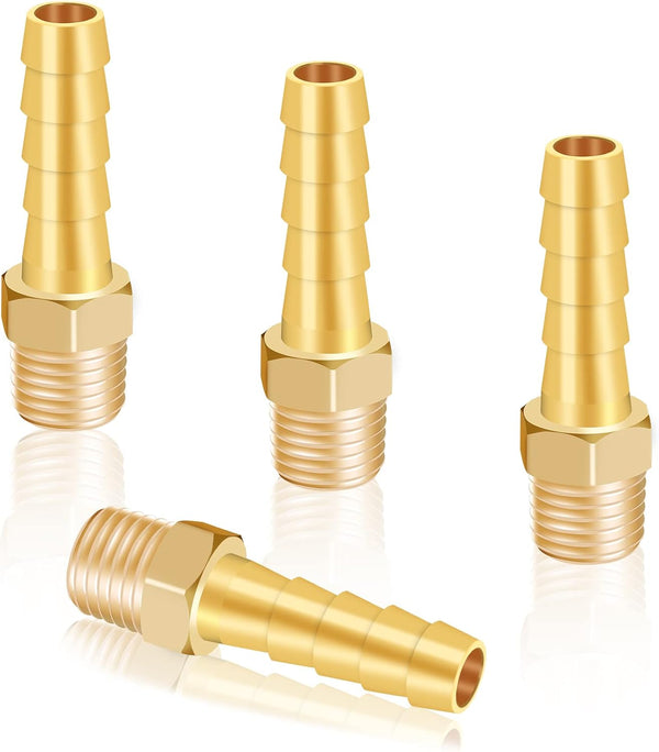 KOOTANS 4Pcs 5/16" Hose Barb to 1/8 NPT Male Brass Quick Coupler Air M Type Fitting Quick-Connect Fitting