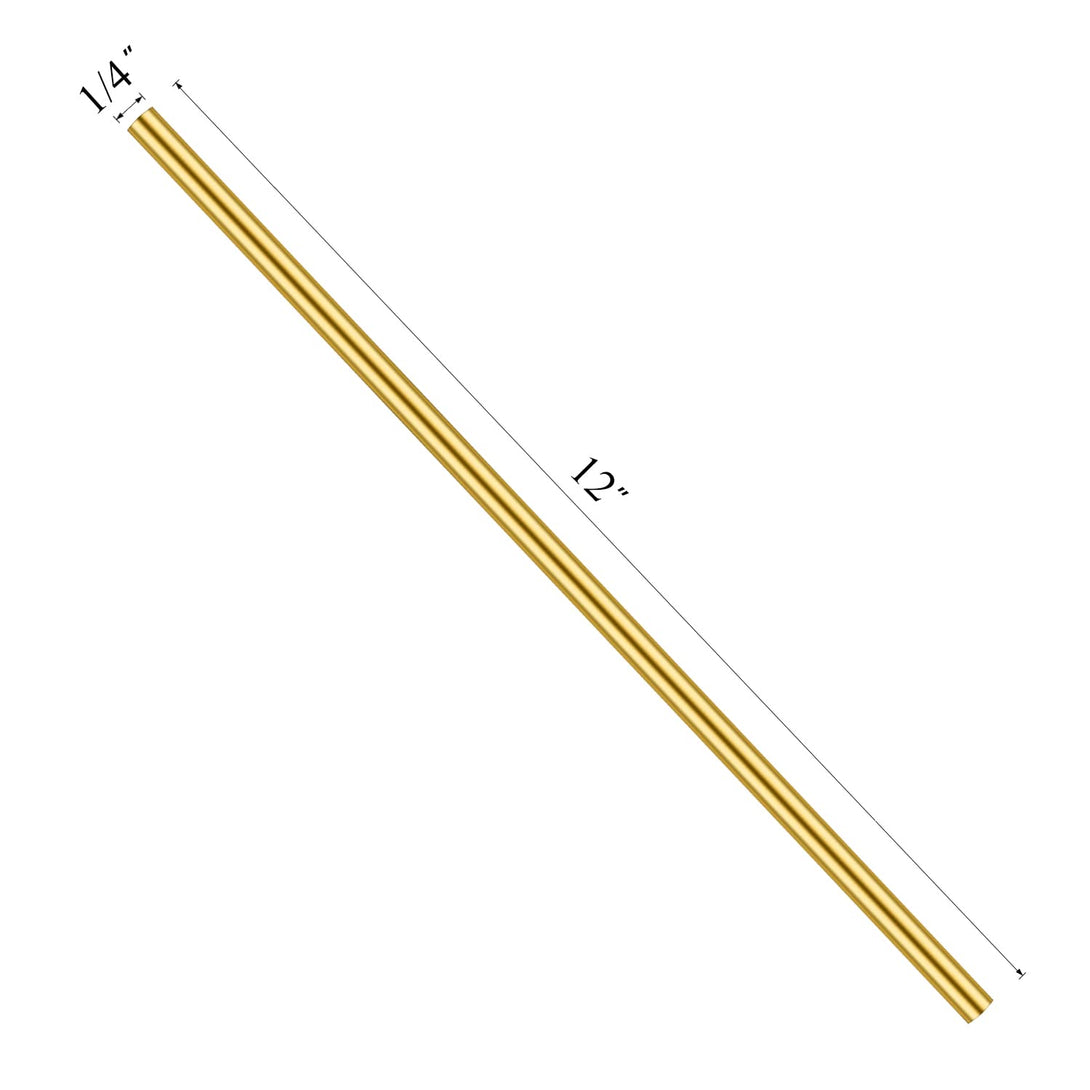 4 Pieces 12 Inches 1/4 Inch Brass round Rods, Favordrory Brass Rods Lathe Bar Stock, 1/4 Inch in Diameter 12 Inches in Length