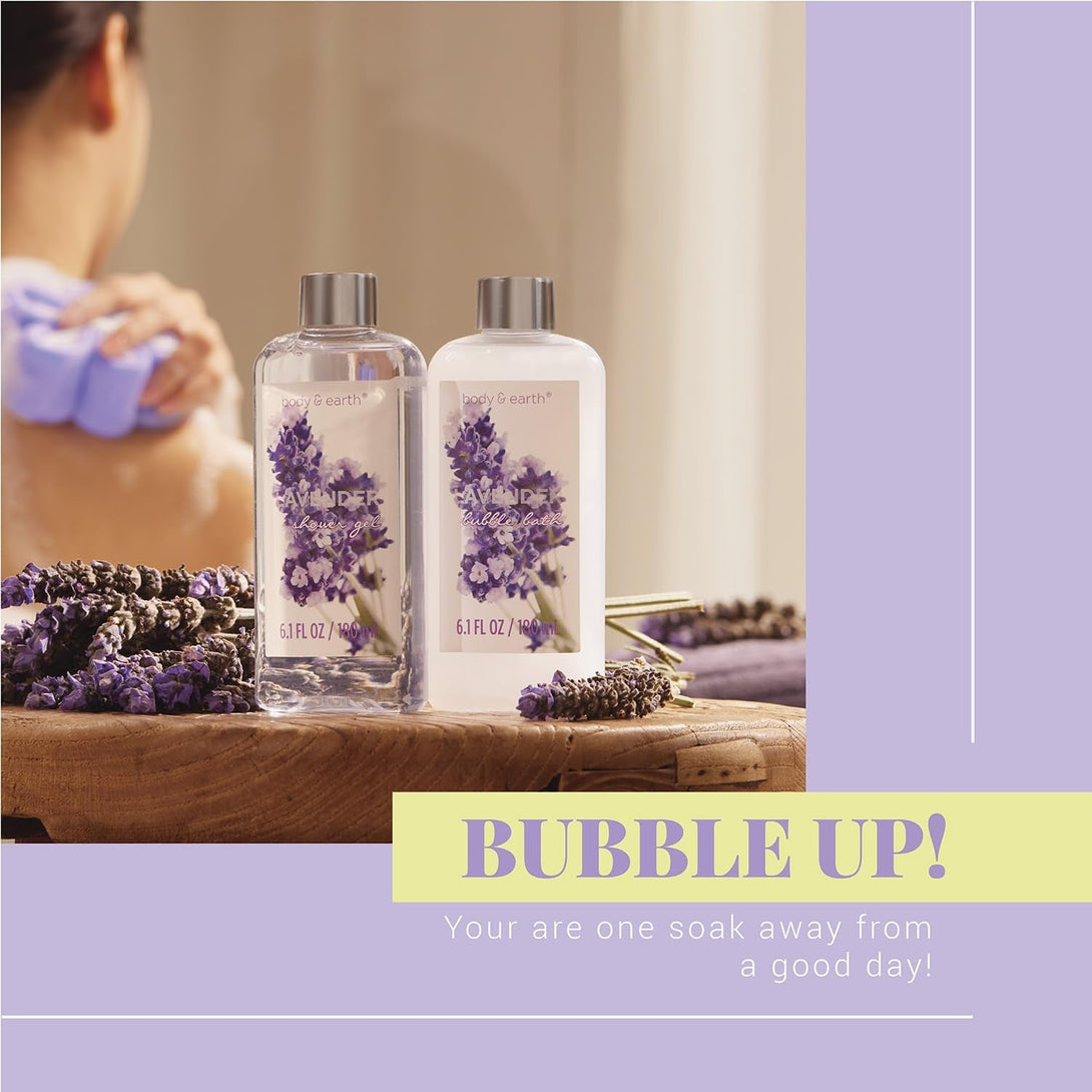 Spa Gift Baskets for Women - Body & Earth 11Pcs Lavender Gift Sets with Bubble Bath, Shower Gel, Body Lotion, Birthday Gifts for Women, Spa Kit for Mom Gifts, Purple Gifts