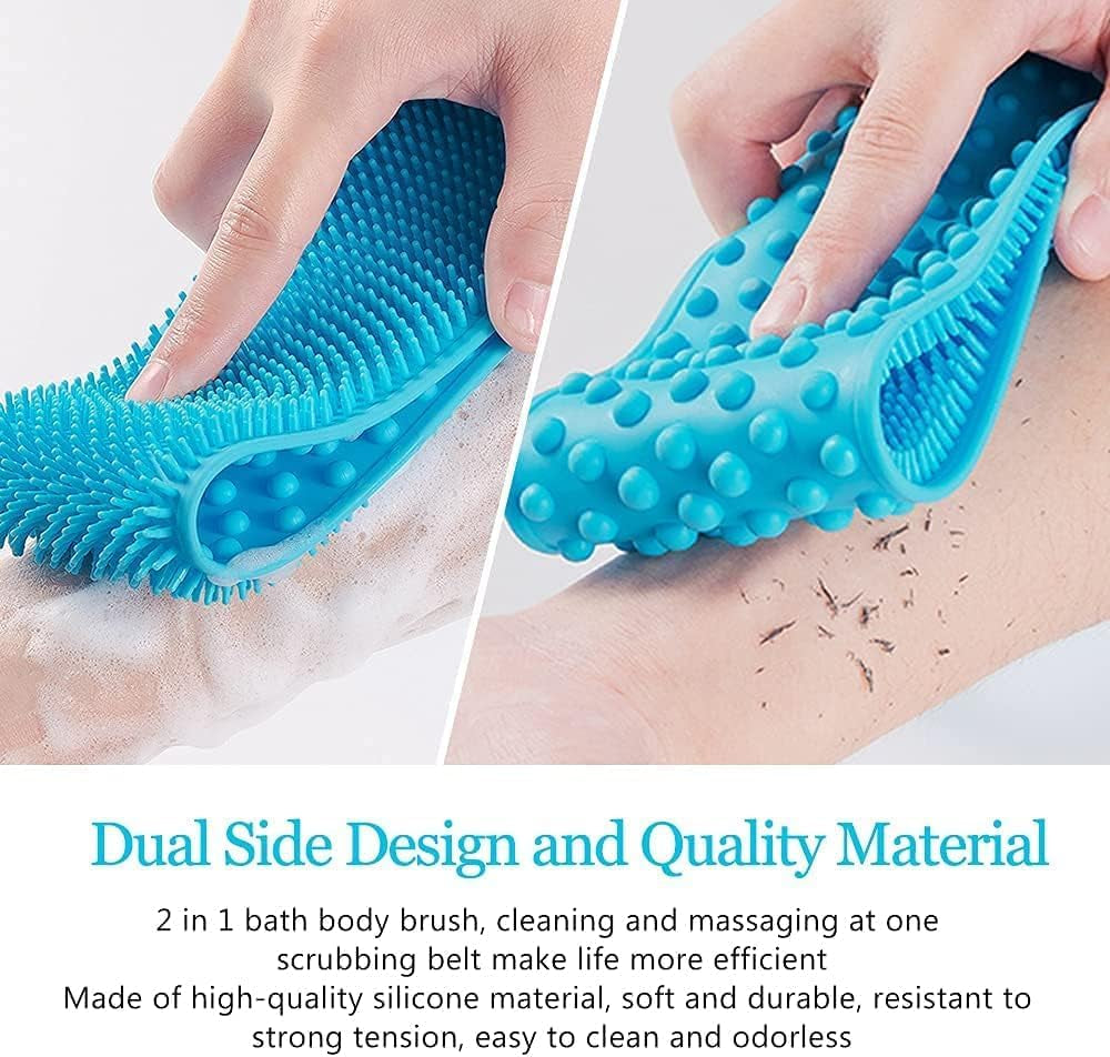 Inmorven Exfoliating Back Scrubber for Shower with Handles, 30 Inch Double-Sided Back Exfoliator Body Scrub Towel, Exfoliating Washcloth Bath Tool for Use in Shower, to Clean Skin for Men & Women