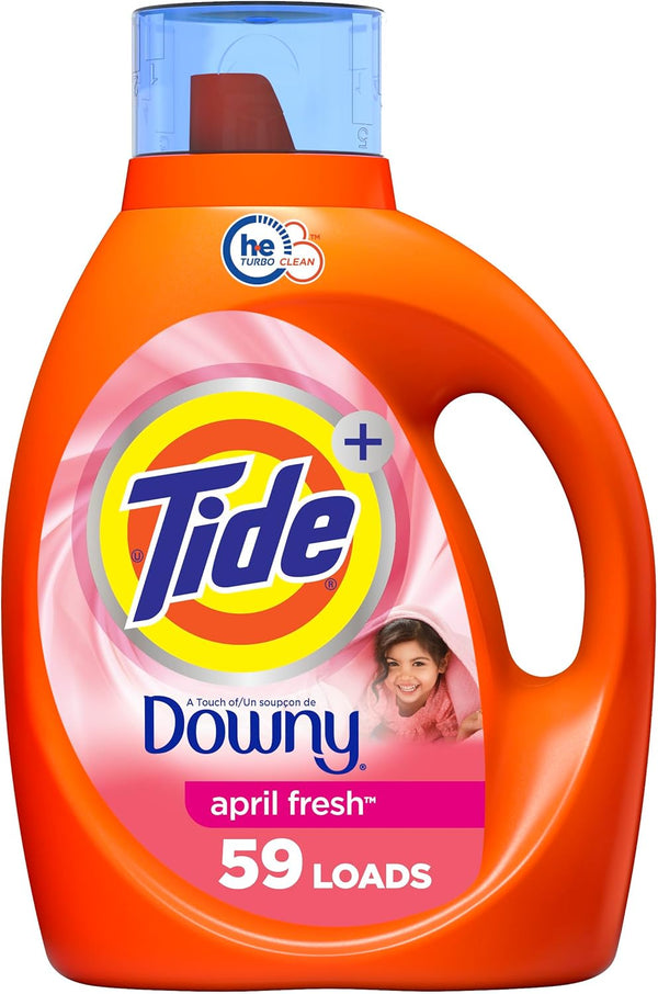 Tide with Downy Laundry Detergent Liquid Soap, High Efficiency (HE), April Fresh Scent, 59 Loads 92 Fl Oz