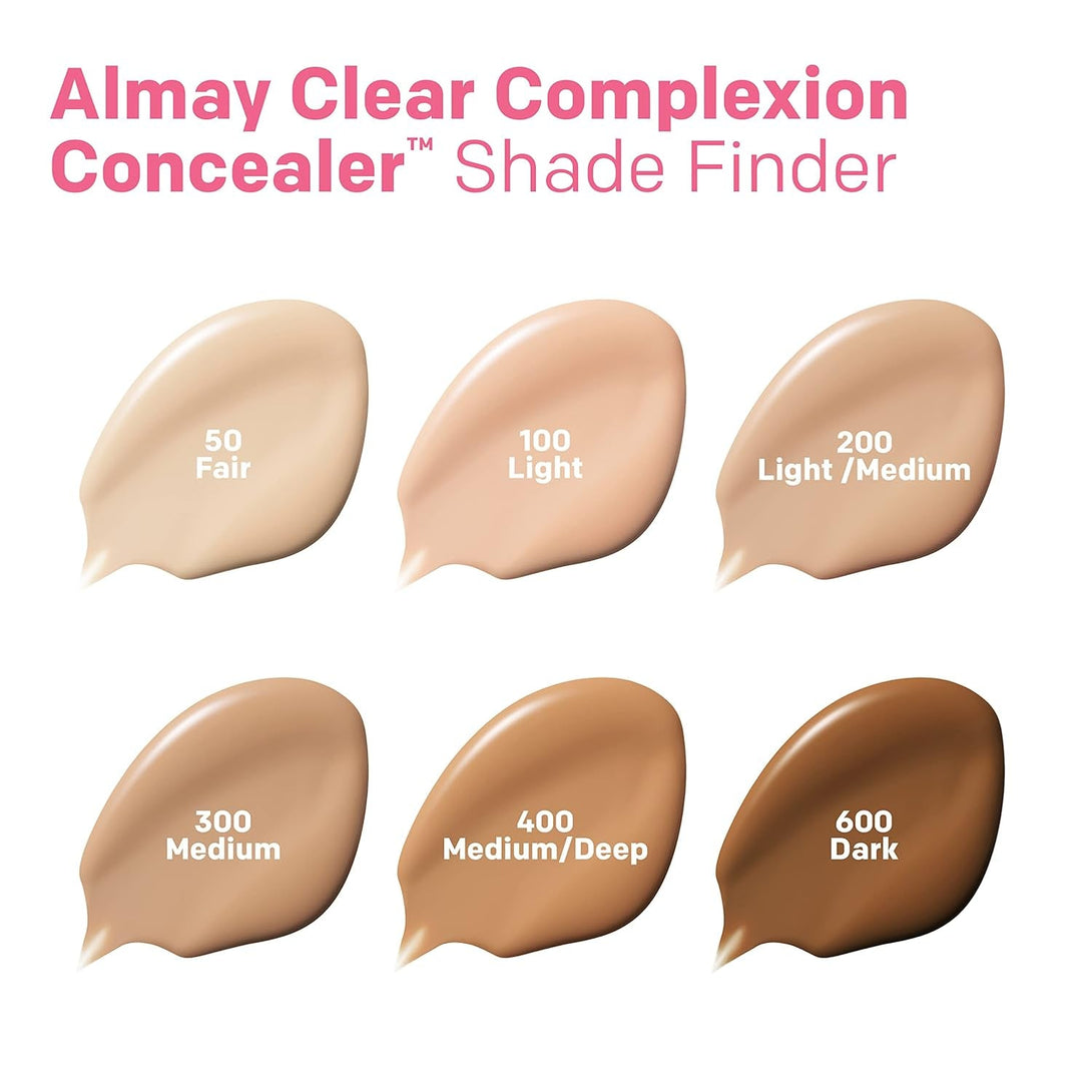 Almay Clear Complexion Acne & Blemish Spot Treatment Concealer Makeup with Salicylic Acid- Lightweight, Full Coverage, Hypoallergenic, Fragrance-Free, for Sensitive Skin, 100 Light, 0.3 Fl Oz.