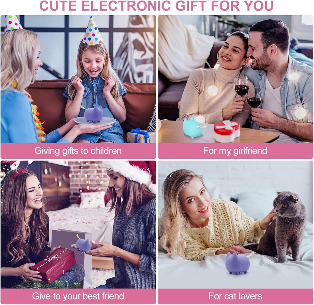 Small Bluetooth Speaker, Cute Cat Mini Wireless Speakers with Loud Stereo Sound, Built-In Mic, Super Bass, Dual Pairing, Portable Speaker for Teen Girl Birthday Gift Ideas (Purple)