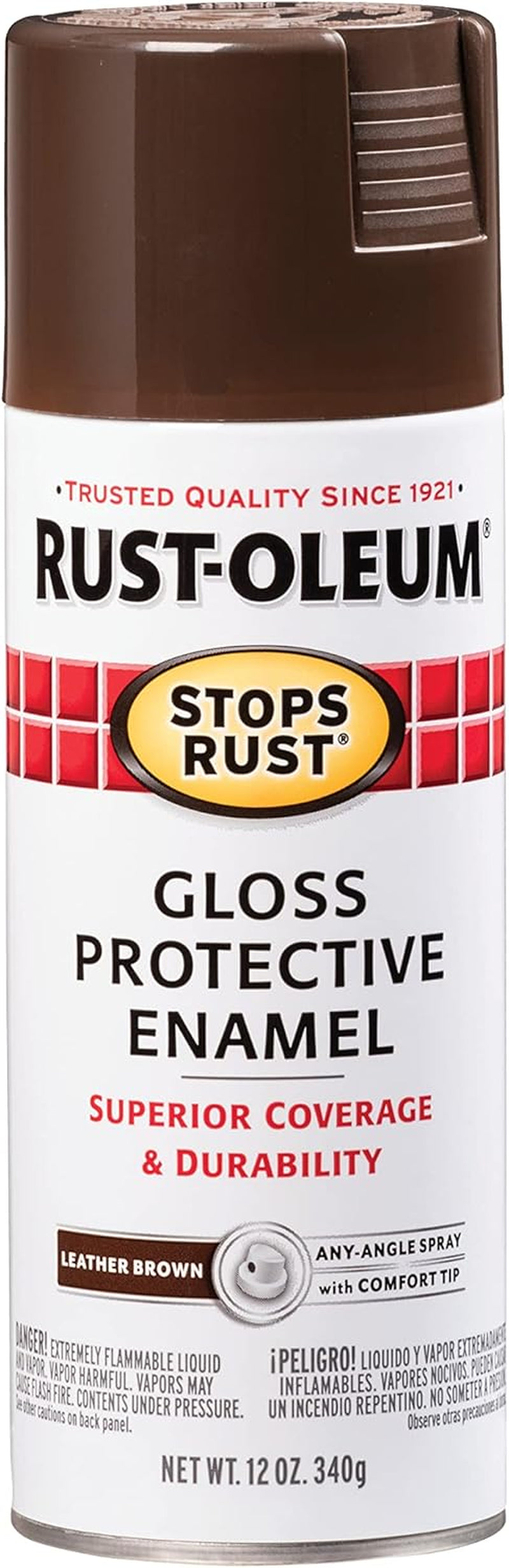 Rust-Oleum 7775830 Stops Rust Spray Paint, 12 Oz, Gloss Leather Brown