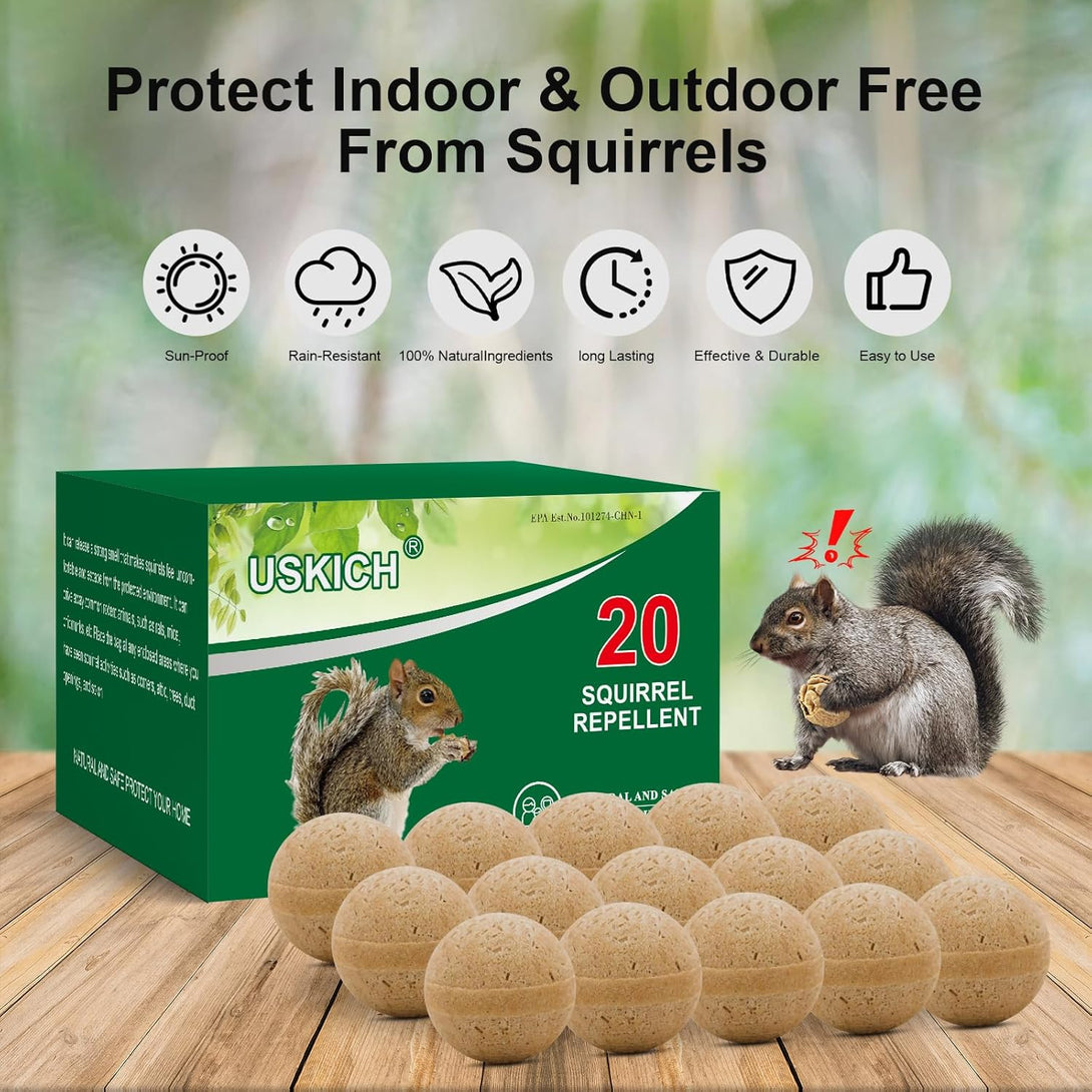 20Pack Squirrel Repellent Outdoor, Chipmunk Repellent Outdoor,Rodent Repellent,Squirrel Repellent for Attic and Cars Engines, Ultra Powerful Squirrel Deterrent Keep Squirrels Out of Garden