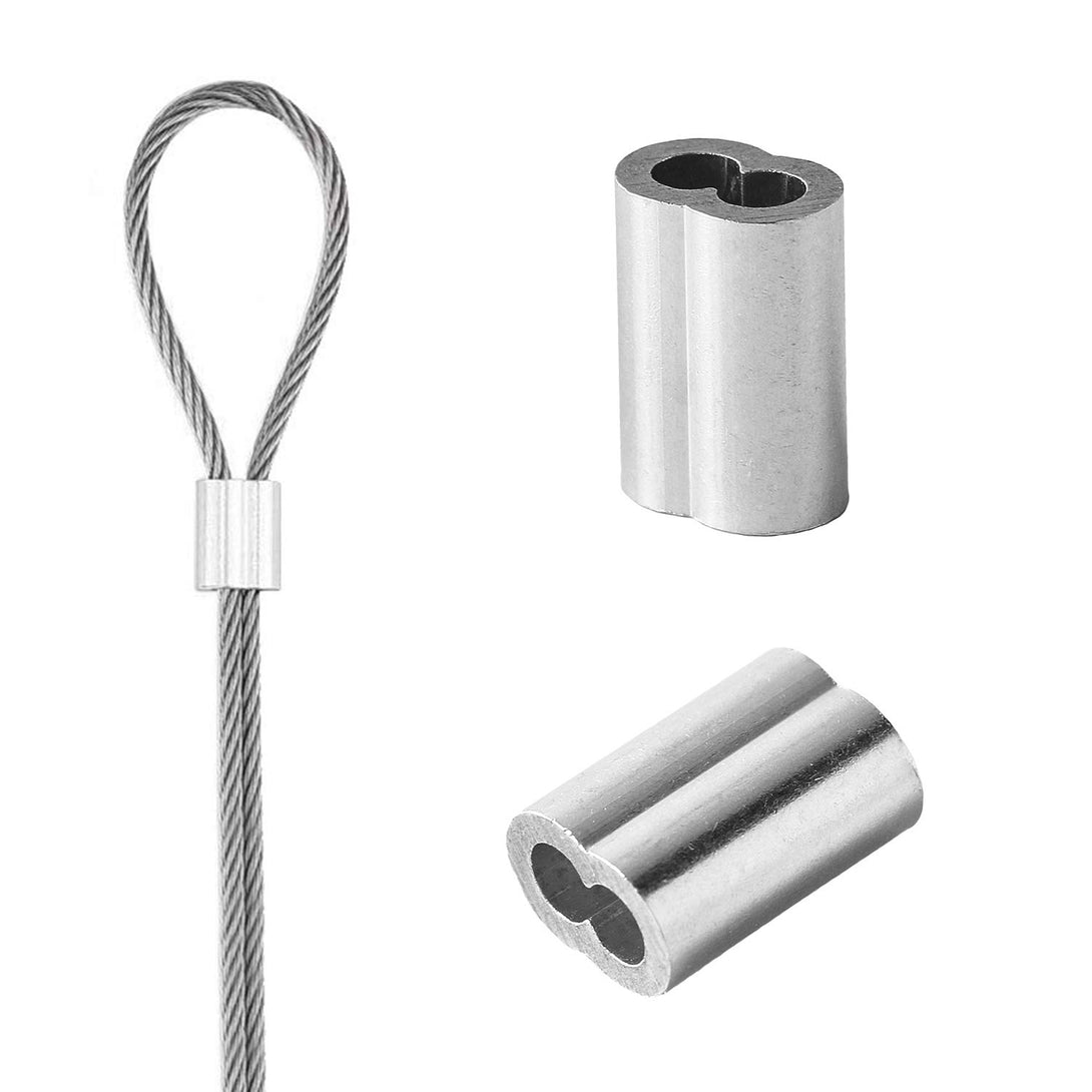 Qdishi 1/8" (3Mm) Aluminum Crimping Loop Sleeve for Wire Rope, Cable Ferrule (100Pcs)