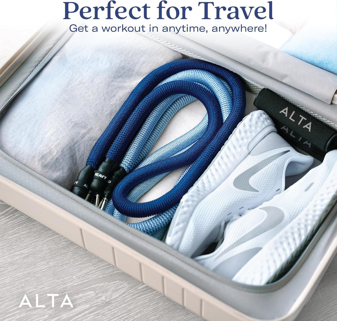 ALTA Resistance Tube Bands for Women - Full Kit Resistance Bands for Working Out with Handles, Ankle Straps, Door Anchor – Home Workout Bands for Physical Therapy, Pilates Long Exercise Bands Set