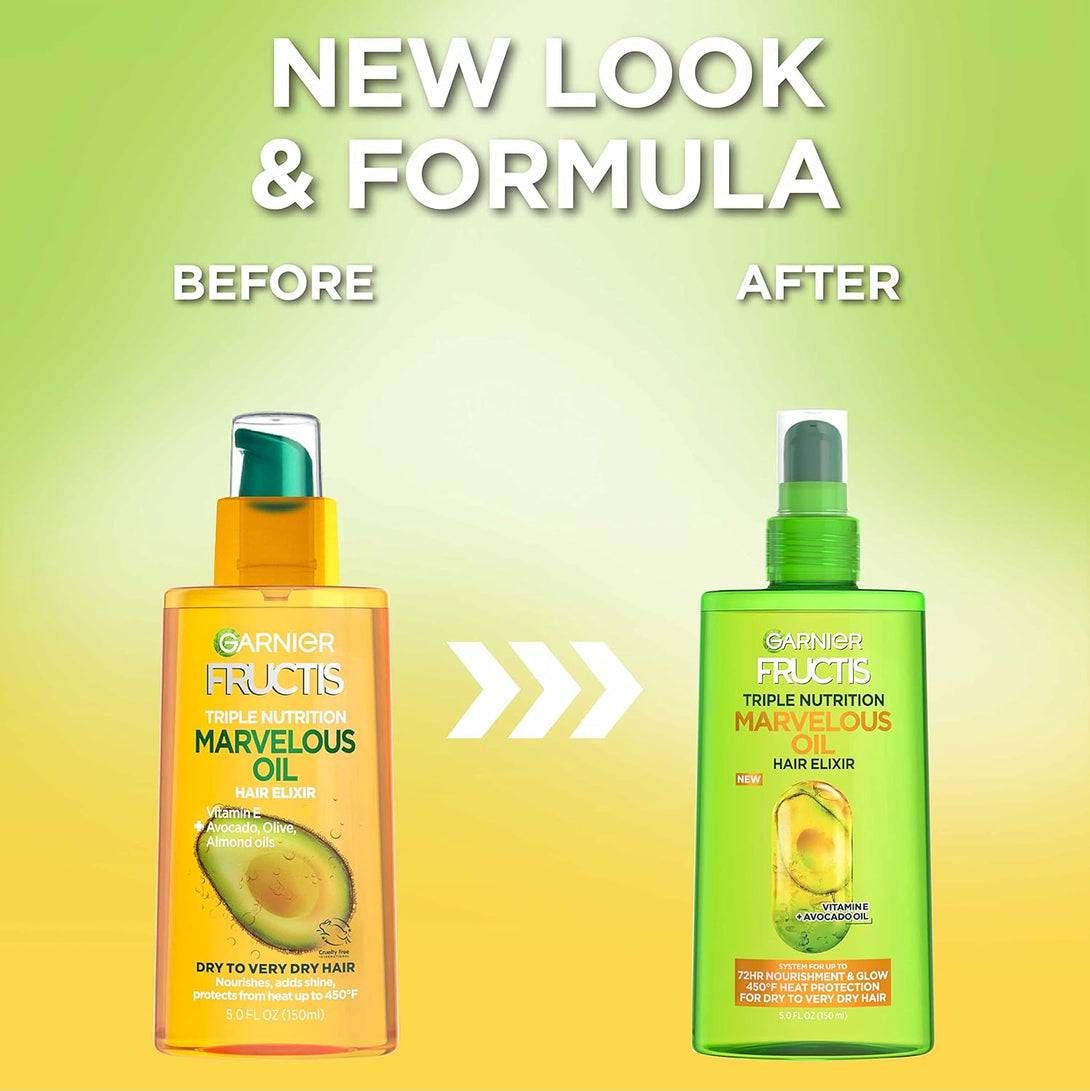 Garnier Fructis Triple Nutrition Marvelous Oil Hair Elixir, 5.0 Fl Oz, 1 Count (Packaging May Vary)