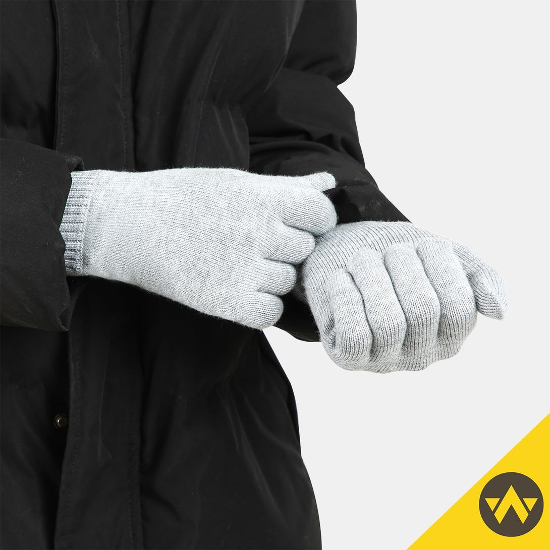 WANDER Gloves for Men Womens Lightweight Merino Wool Touchscreen Thermal Knit Running Winter Glove Liners