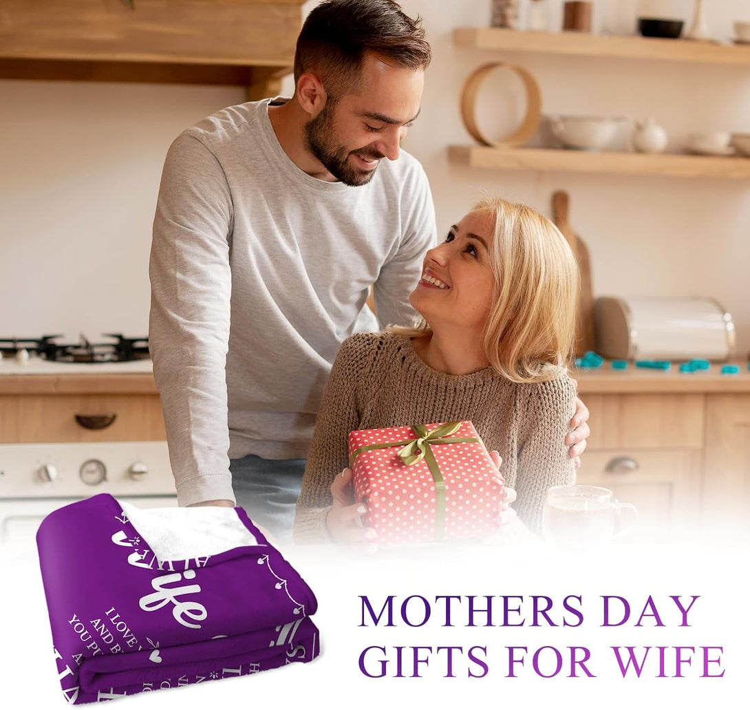 Anniversary Birthday Gifts for Wife Her Women, Wife Birthday Gift Ideas, to My Wifes Purple Throw Blanket for Couch 60"X 50"