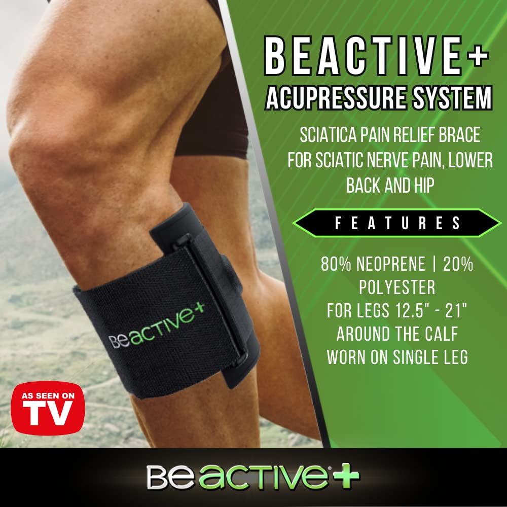 BEACTIVE plus Acupressure System - Sciatica Pain Relief Brace for Sciatic Nerve Pain, Lower Back, & Hip- Knee Brace with Pressure Pad Targeted Compression - Unisex