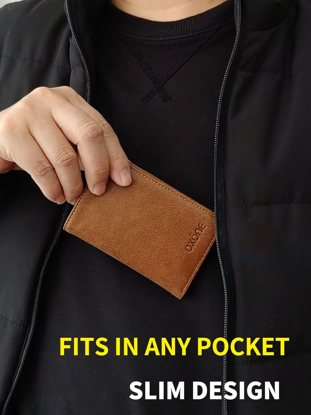 RFID Blocking Leather Wallet, Slim Bifold Front Pocket Card Holder, Brown (Vintage Tan)