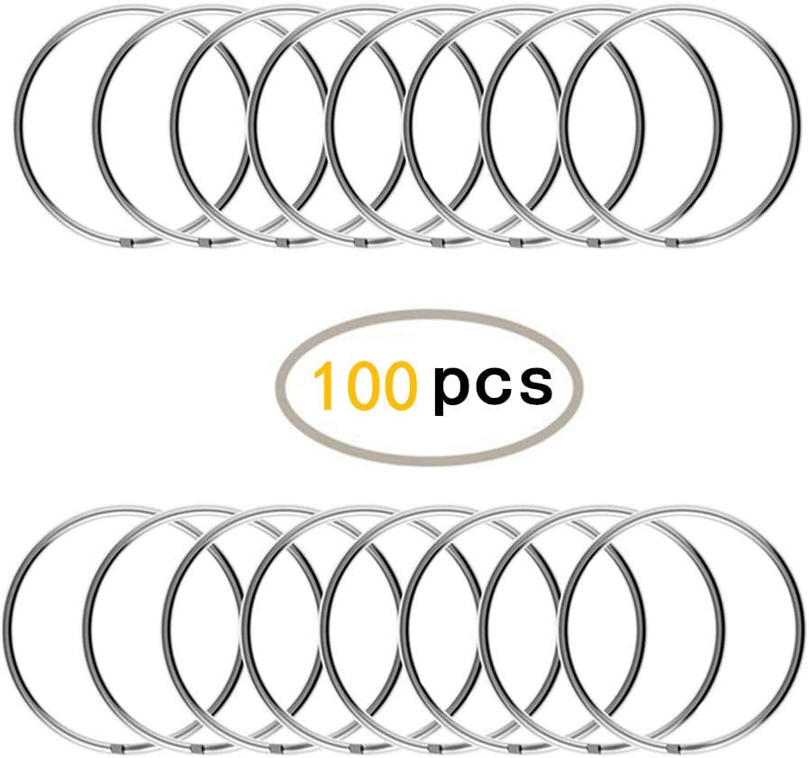 KINGFOREST 100-Pack Split Key Rings (1 Inch/25Mm) - Silver Nickel Metal Keychain Rings for Keys, DIY Crafts, Bags & Accessories - Durable Bulk Keyring Hardware with Smooth Edges
