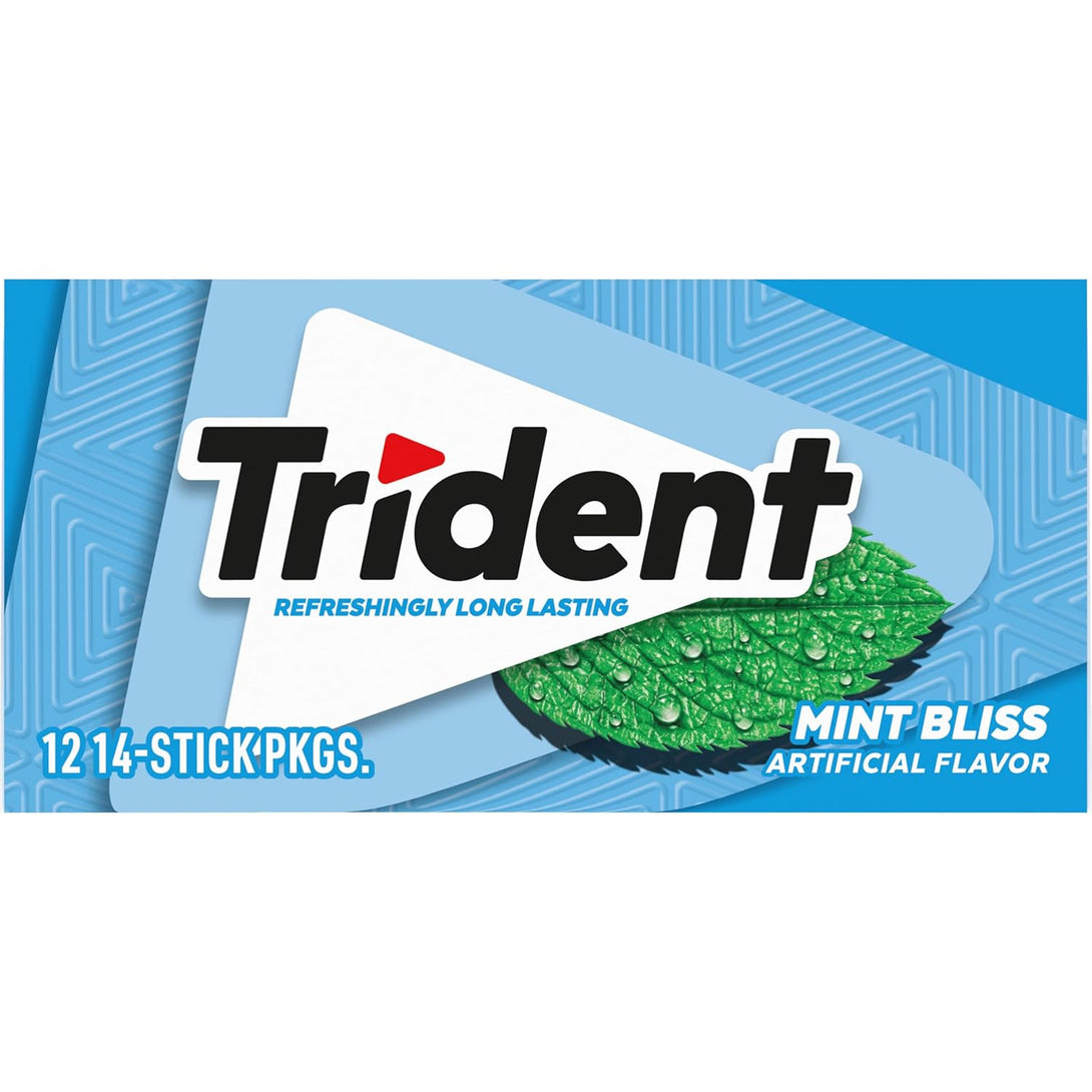 Trident Mint Bliss Sugar Free Gum, 12 Packs of 14 Pieces (168 Total Pieces)