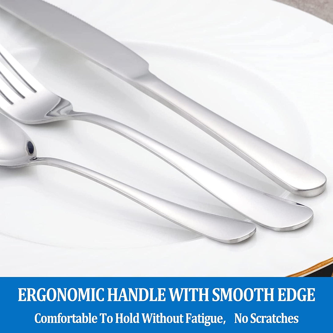16 Pcs Forks and Spoons Silverware Set,Food Grade Stainless Steel Flatware Cutlery Set for Home,Kitchen and Restaurant,Mirror Polished,Dishwasher Safe - 8 Dinner Fork(8 Inch) and 8 Teaspoon(6.5 Inch)
