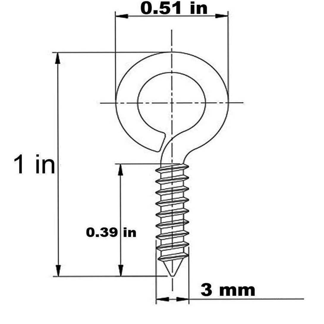 WANBAO Bronze 1 Inch 100 Pcs Small Screw Eyes Metal Screw Hooks Ring Screws Fasteners Hardware Tools