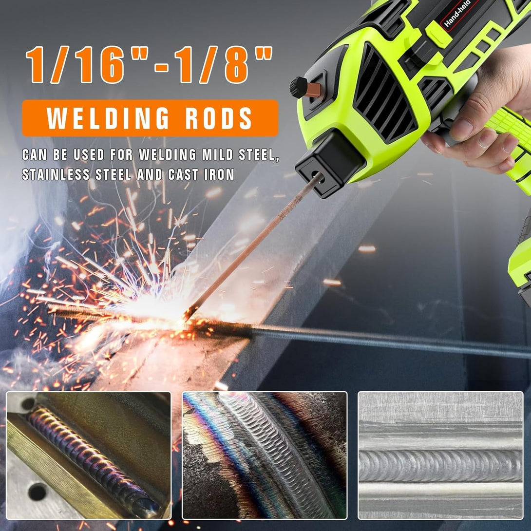 110V 120Amp Welding Machine Handheld Portable ARC Welder Gun Hand Held Welder Machine with Digital Display IGBT Inverter 6 Variable Current Adjustment for 1/16''-1/8'' Welding Rods, Green