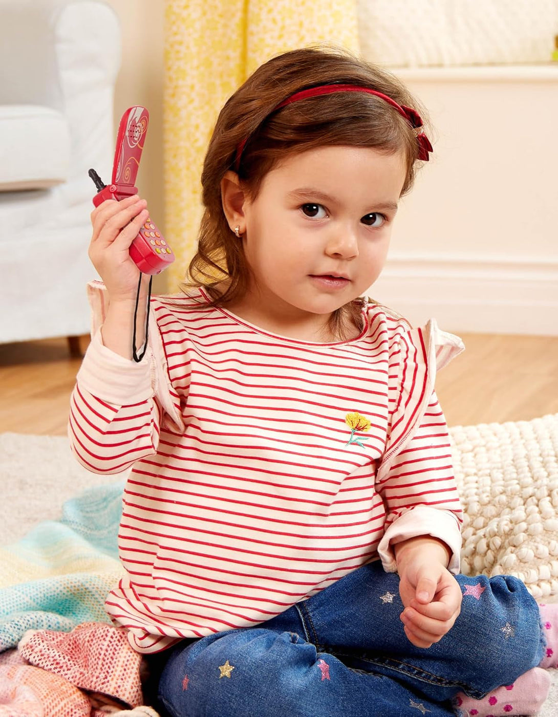 B. Toys- Hellophone- Red- Pretend Play Toy Cell Phone – Kids Play Phone with Light Sounds and Songs – Toddler Phone with Message Recorder- 18 Months +