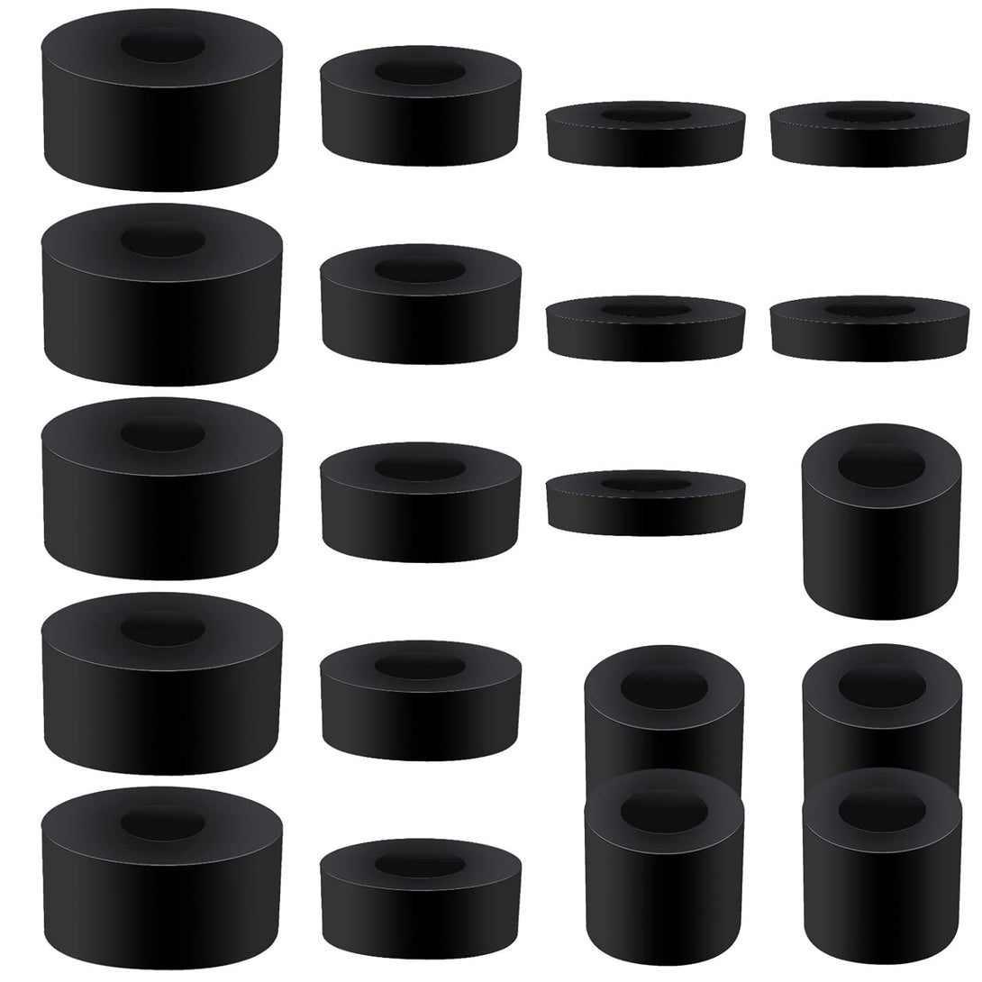 20 Pack Thick Rubber Washers round Rubber Spacer, 4 Sizes Rubber Bushing Black Rubber Spacers Flat Washers