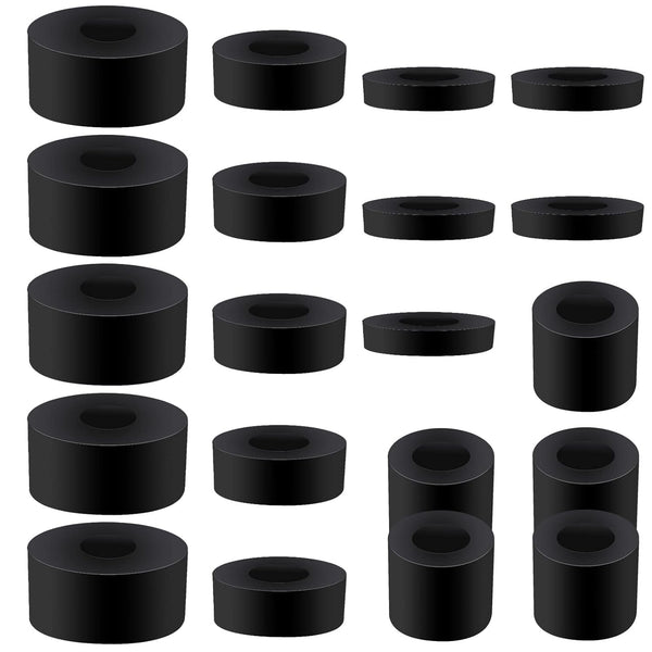 20 Pack Thick Rubber Washers round Rubber Spacer, 4 Sizes Rubber Bushing Black Rubber Spacers Flat Washers