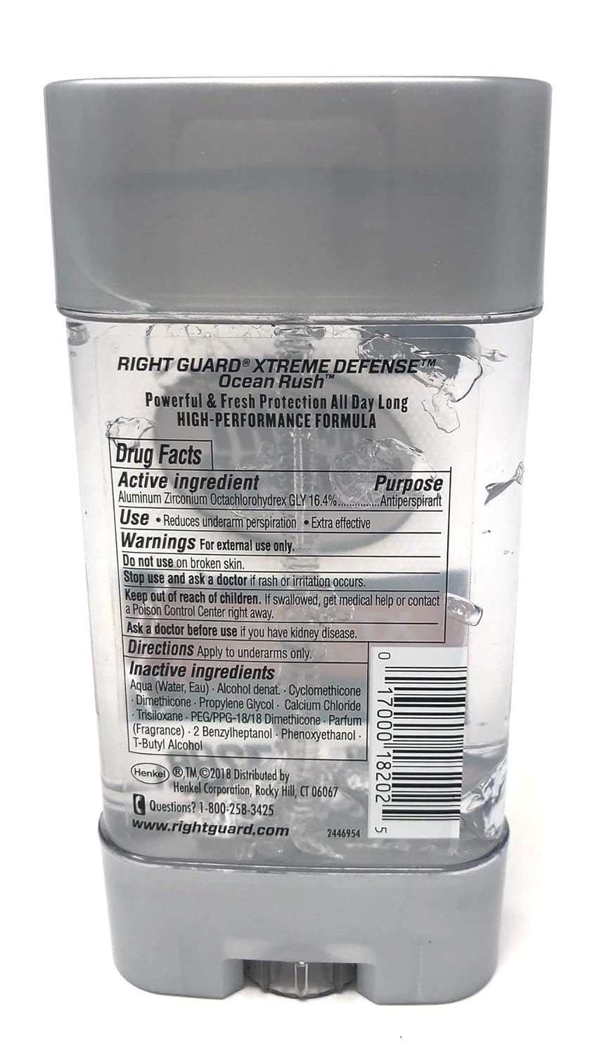 Right Guard Gel Antiperspirant/Deodorant Xtreme Defense Ocean Rush, 4 Ounces (Pack of 2)