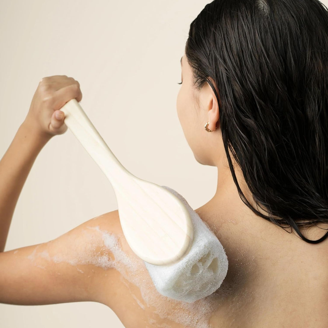 Ecotools Loofah Bath Brush, Back Brush for Bath & Shower, Made with Long Handle & Natural Loofah Material for Exfoliation, Shower Brush for Men & Women, Eco-Friendly & Cruelty-Free, 2 Count