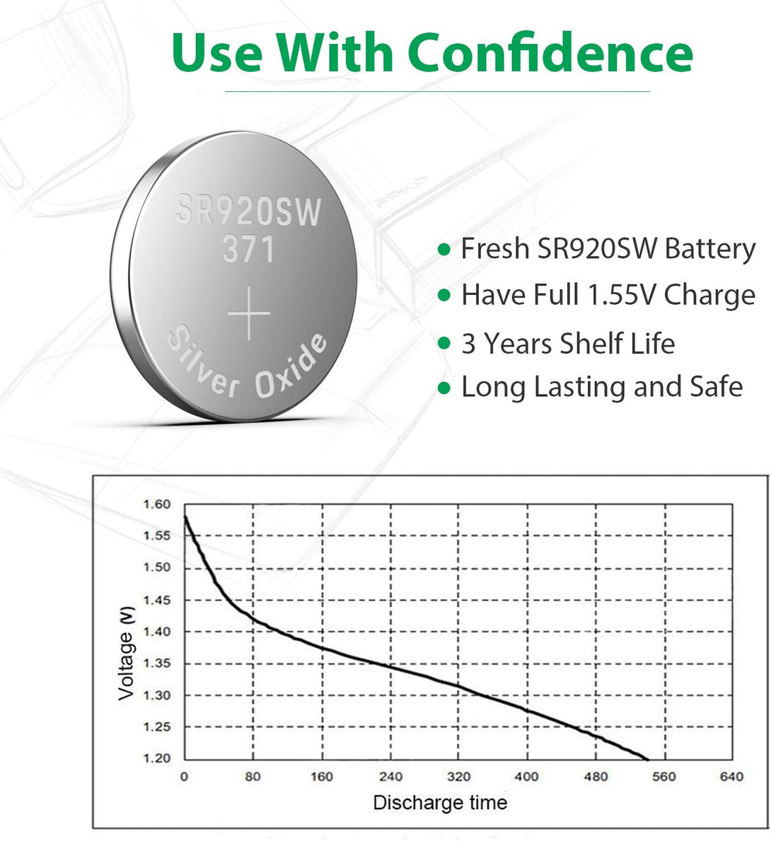 Licb 20 Pack SR920SW 371 370 AG6 Battery 1.5V Button Cell Watch Batteries